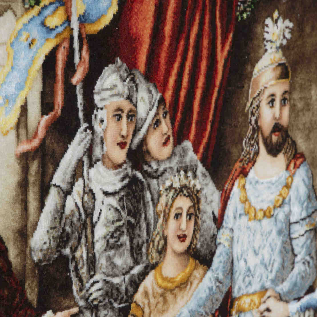 Handgeknoopt Perzisch picturaal tapijt uit Tabriz met een kroning