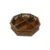 Houten thee-opbergdoos met trapeziumontwerp en interne compartimenten