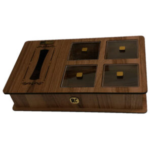 Arsi houten theedoos & tissuehouder set – elegante organizer-duo
