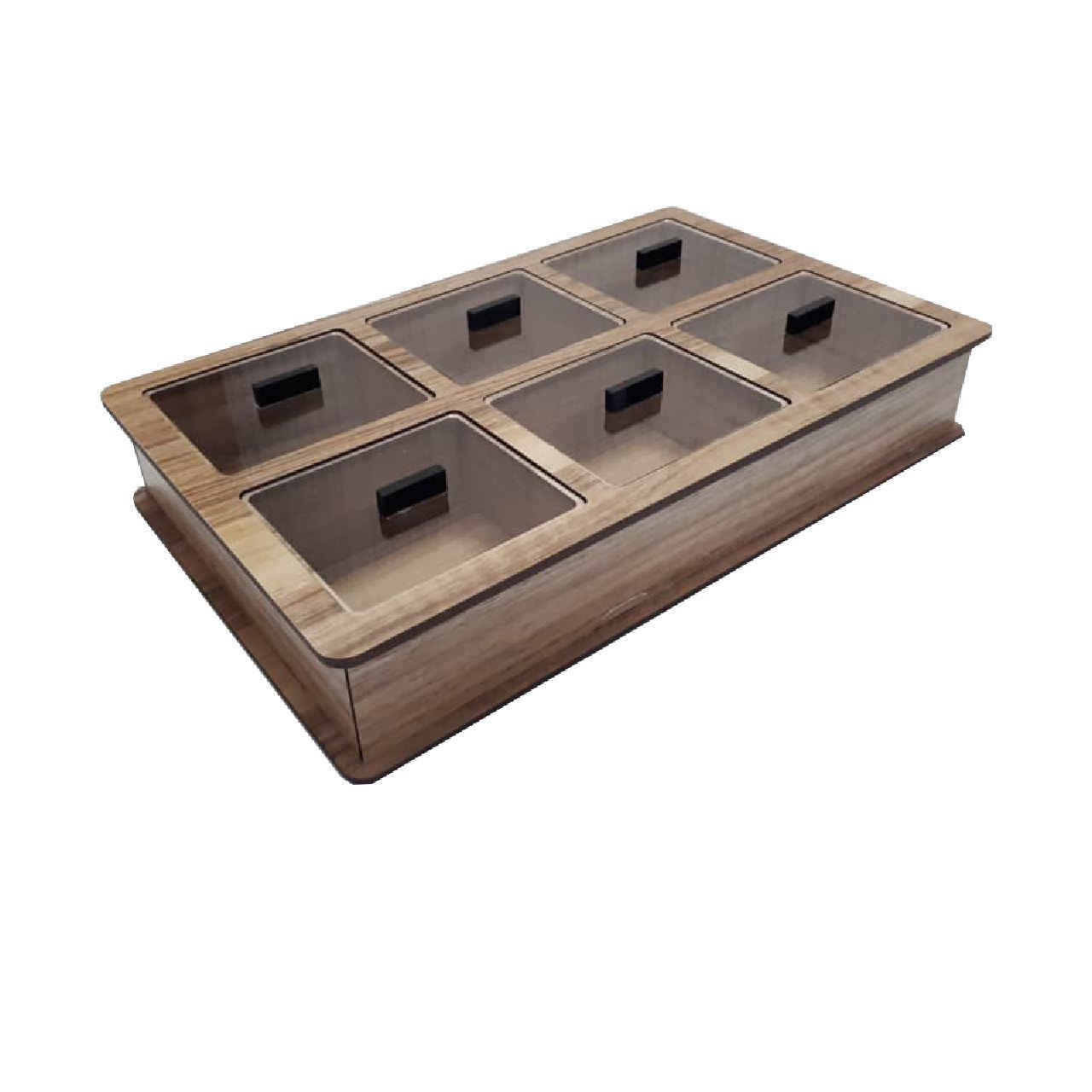Minimalistische houten thee-organizer doos met meerdere kistcompartimenten