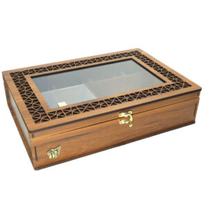 Decoratieve houten theedoos met vakken – model LB19