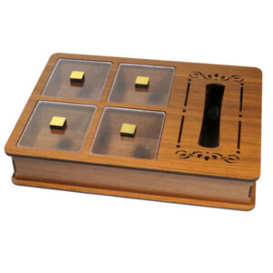 Thee-organizer & tissuehouder set – Abtin houten kistdoos-combinatie