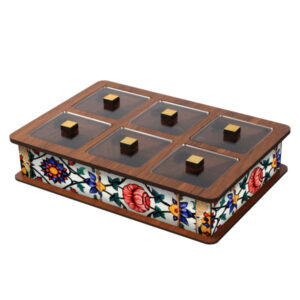 Houten kist-thee-opslag organizer – patroon 6045