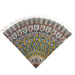 Perzisch Tafelkleed Kalamkari – Handgemaakte Blokdruk Isfahan – Bloemen Blauw G297