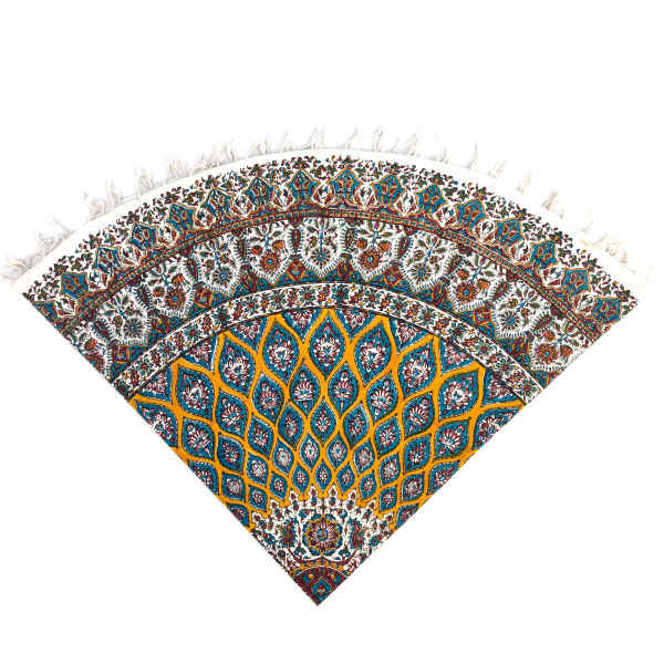 Perzisch Tafelkleed Kalamkari – Handgemaakte Blokdruk Isfahan – Bloemen Blauw G297