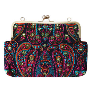 Geborduurde clutch handtas met paisleypatroon