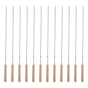 Dunne Stalen Spiesen met Houten Handvat – Set van 12