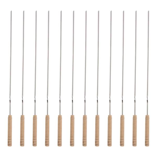 Dunne Stalen Spiesen met Houten Handvat – Set van 12