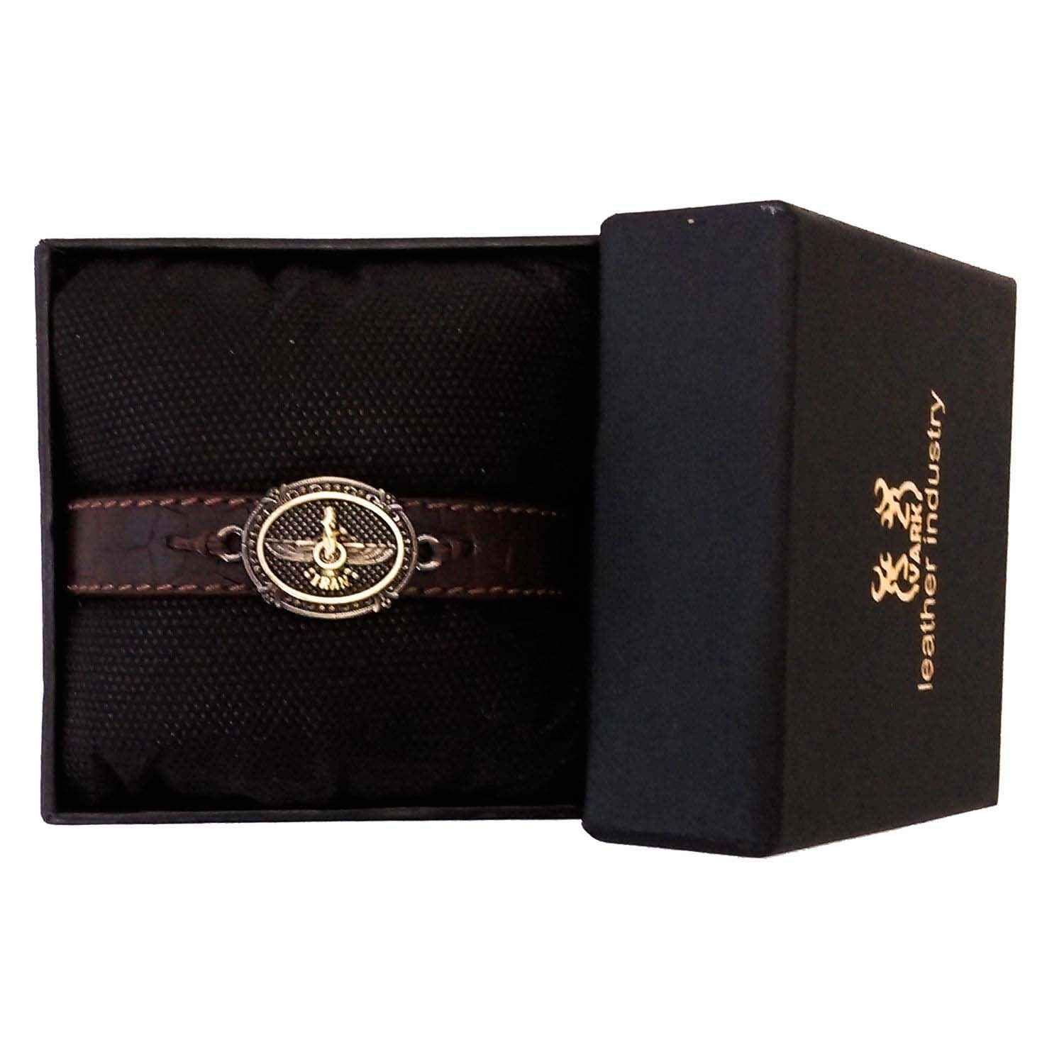 Perzische leren armband voor mannen en vrouwen – Faravahar symbool