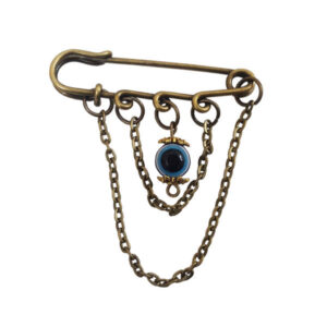 Blauwe boze-oog veiligheidsspeld broche – beschermend amulet