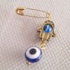 Boze-oog veiligheidsspeld broche met handontwerp – spirituele bescherming