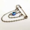 Blauwe boze-oog veiligheidsspeld broche – beschermend amulet