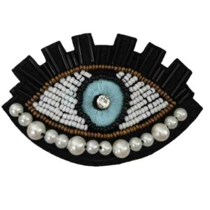 Vrouwelijke kralenbroche – blauw oog ontwerp