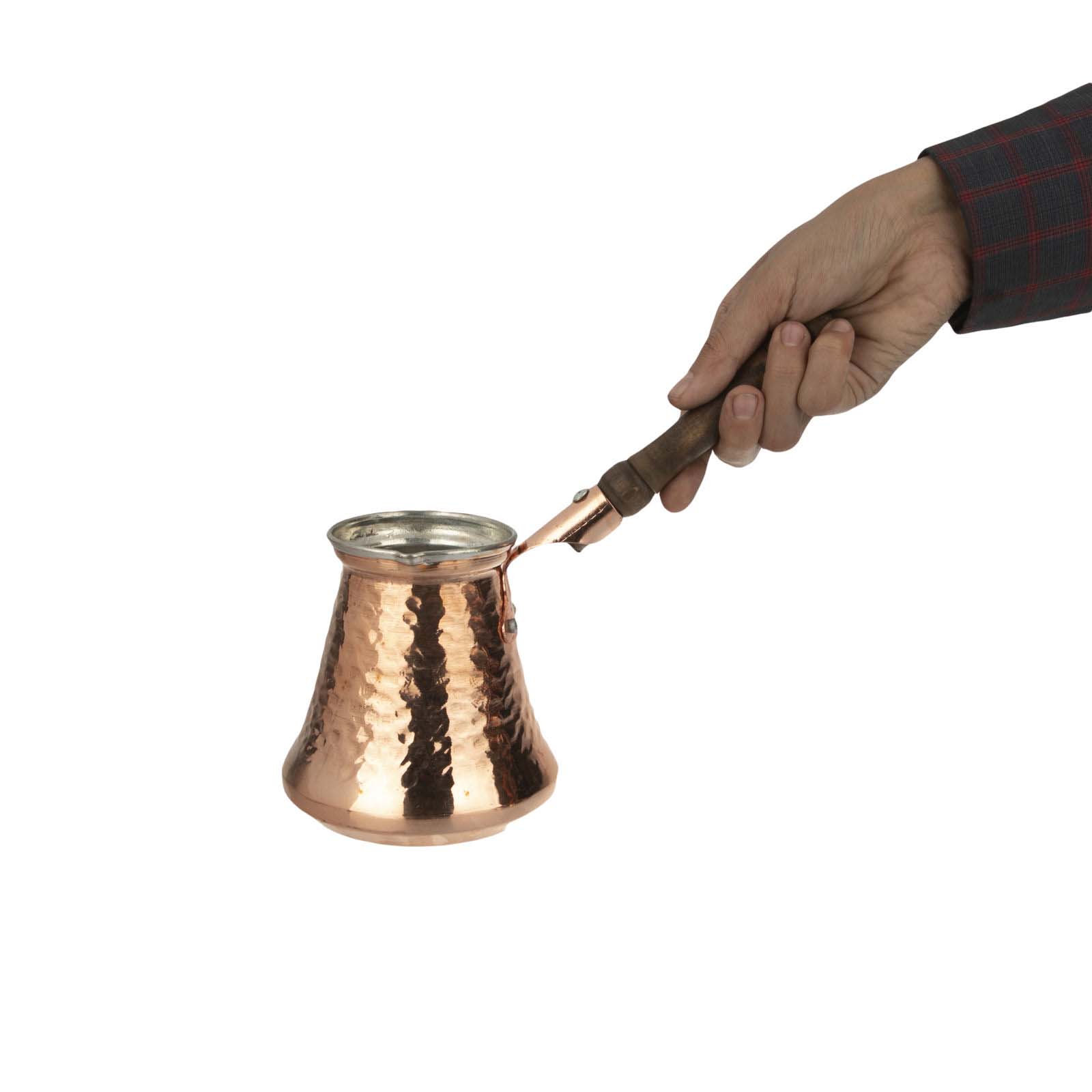 Klassieke Gehamerde Koperen Turkse Koffiepot – Handgemaakte Stovetop Ibrik, Standaard Model