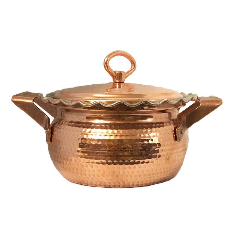 Iraanse Koperen Pannenset – Traditioneel design (2-delige set kookpannen, model D556)