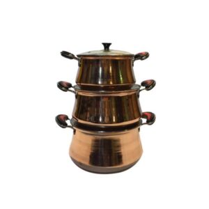Iraanse Koperen Pannenset – Traditioneel design (3-delige set kookpannen, model F518)