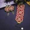 Perzische geborduurde armband & oorbellen set rood