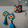 Perzische geborduurde armband & oorbellen set Blue Sky