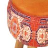 Ronde Fluwelen Voetenbank - Geometrische Perzische Kunst – Oranje