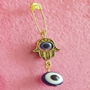 Boze-oog veiligheidsspeld broche met handontwerp – spirituele bescherming
