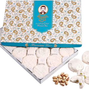 Kermani Gaz: 28% pistache – traditionele Iraanse nougat met rozenwateressence – 450 g