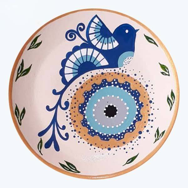 Handbeschilderd decoratief aardewerken bord – oog