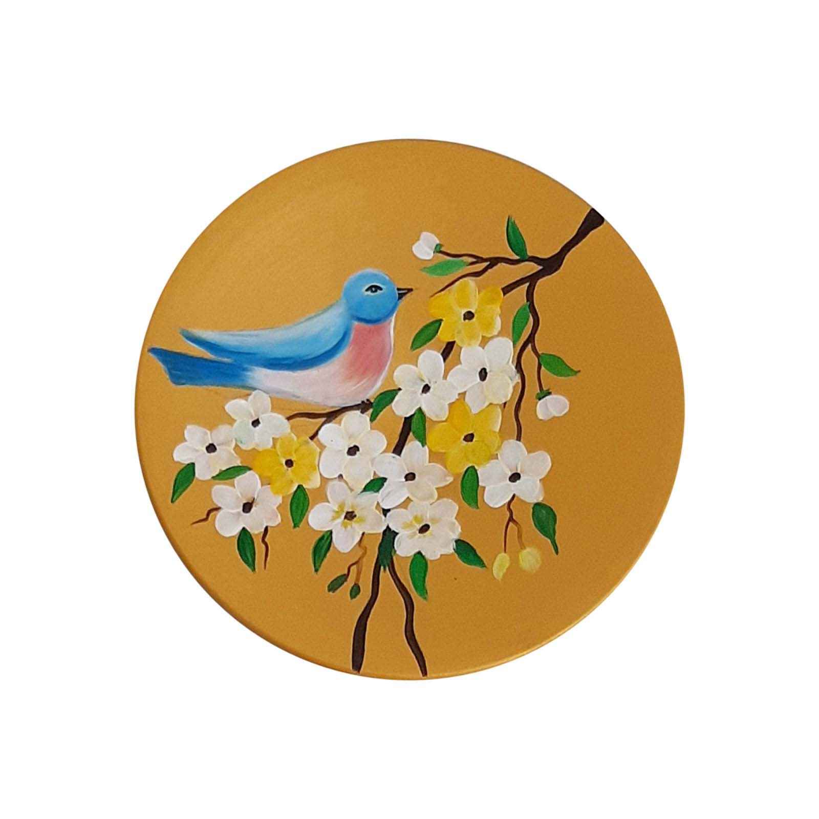 Handbeschilderd decoratief aardewerken bord – vogel