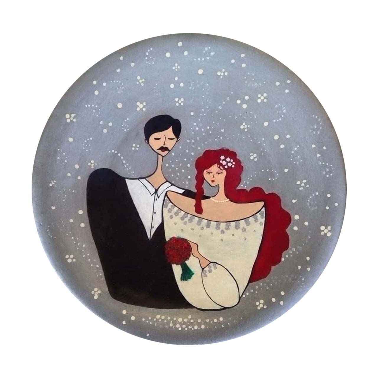 Handbeschilderd decoratief aardewerken bord – portret van de liefde