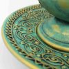 Decoratief aardewerken accent – rozenwaterstrooier en schaal