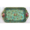 Modern kunsthars dienblad Bagh Firoozeh - Groen decoratief dienblad met bloemenpatroon