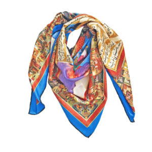 Perzische zijden sjaal voor vrouwen – luxe en levendige Shahnameh-print, zomerstijl