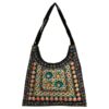 Etnische suède boho schoudertas – Zwart patroon S9