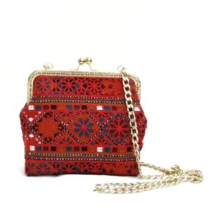 Geborduurde clutch handtas met traditioneel geometrisch patroon – Bisheh