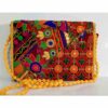 Geborduurde fluwelen clutch handtas met bloemcirkels
