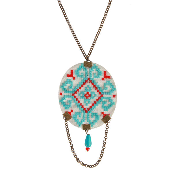 Traditionele Perzische geborduurde ketting met Balochi Blue Sky ontwerp
