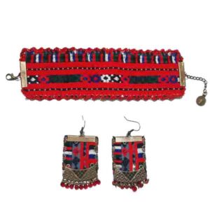 Perzische geborduurde armband & oorbellen set Tradition