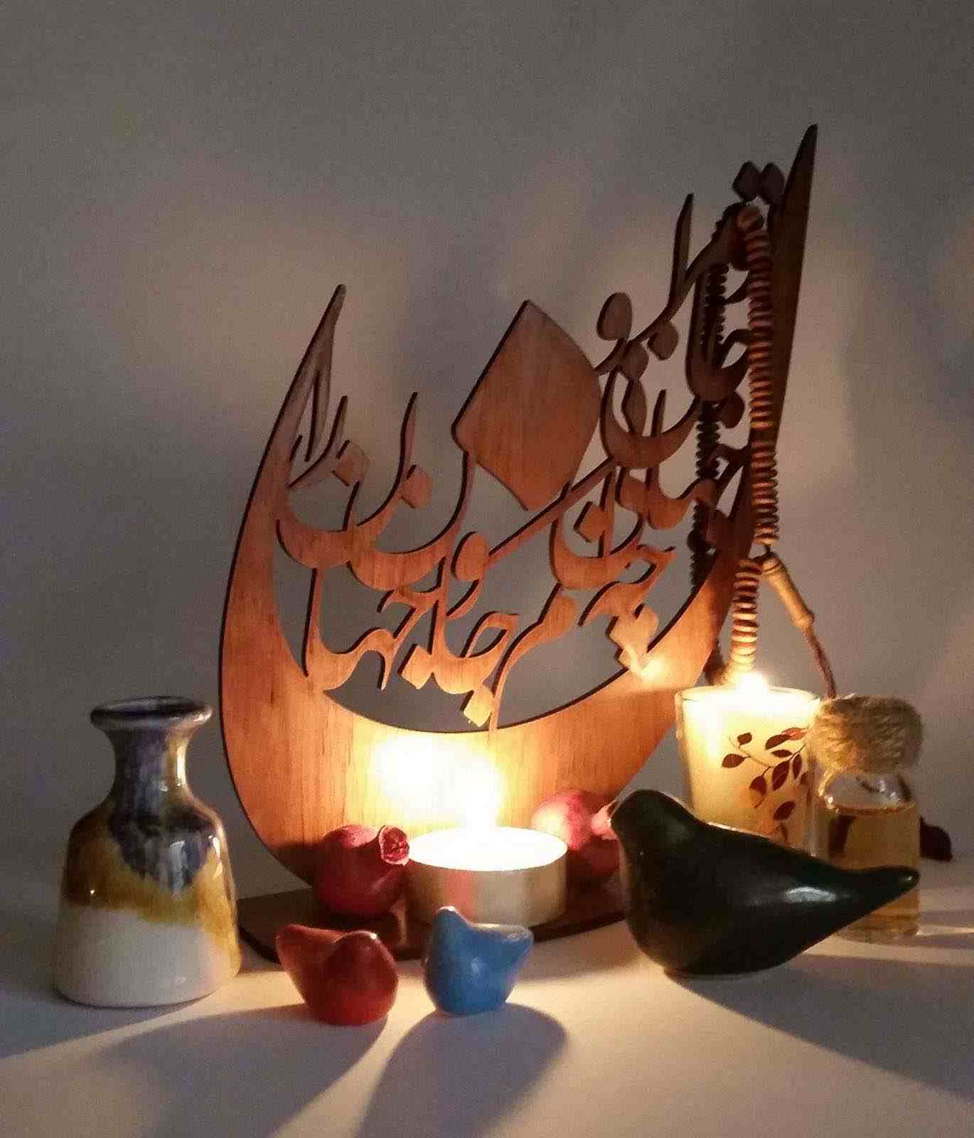 Perzisch ornament houten tafelkaarsenhouder standaard Tomara