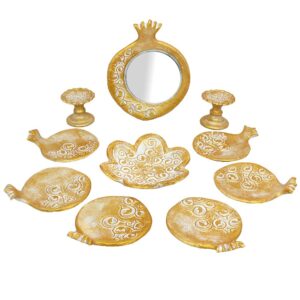 Gouden Aardewerken Haft-sin Set voor Nowruz