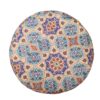 Ronde Fluwelen Voetenbank - Geometrische Perzische Kunst – Blauw