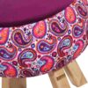 Ronde Fluwelen Voetenbank - Perzisch Paisley Design – Roze