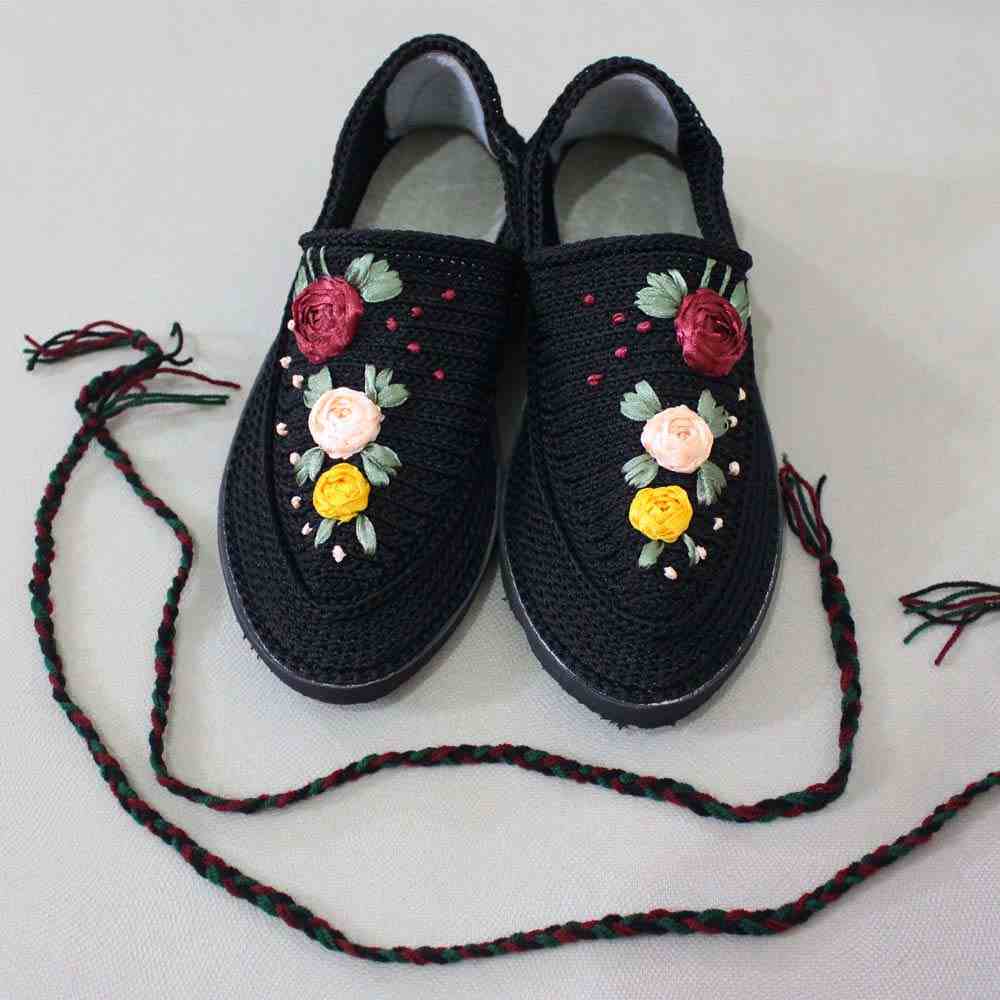 Giveh schoenen – Perzisch handgemaakt ademend schoeisel Flower-model