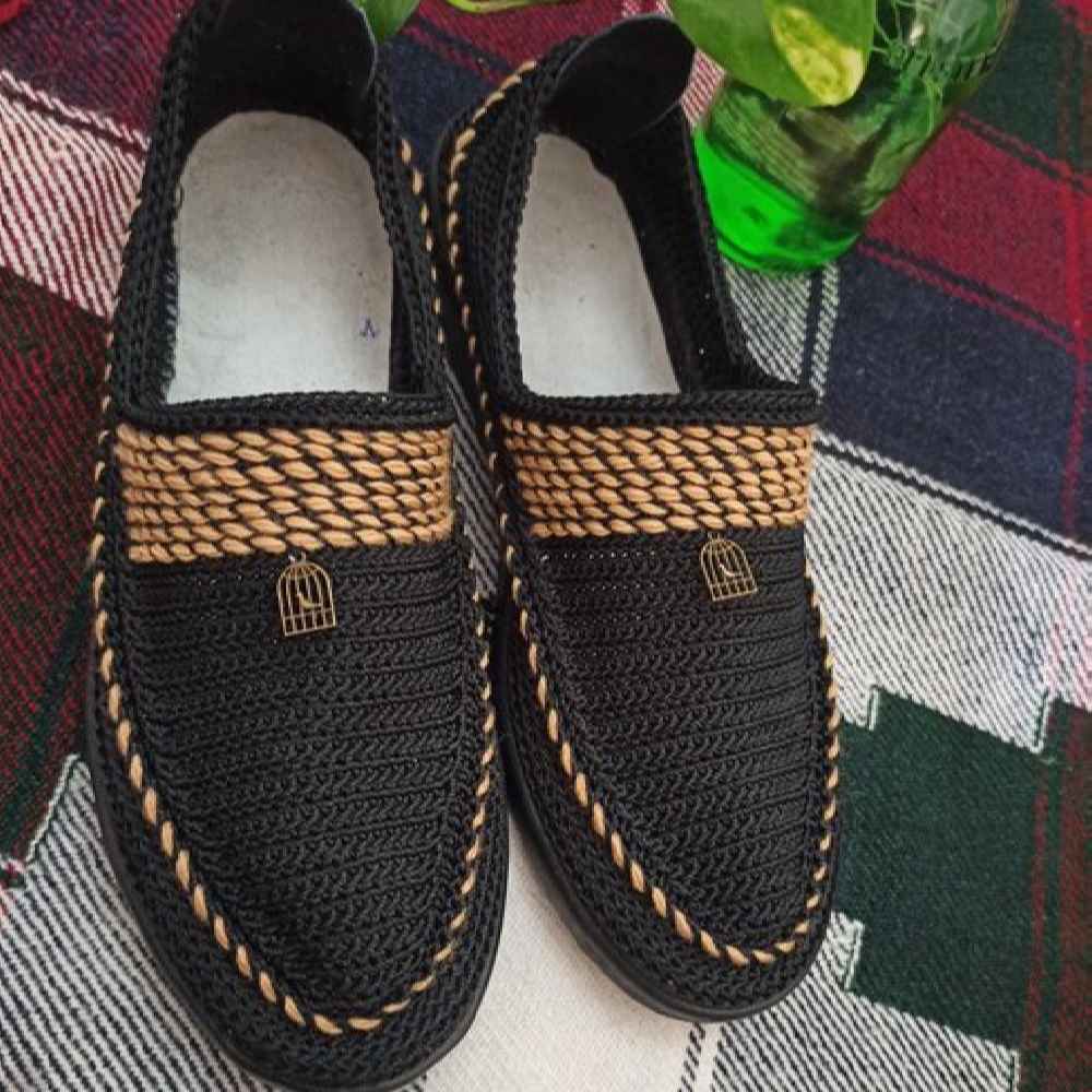 Giveh schoenen – Perzisch handgemaakt ademend schoeisel zwart Klash-model
