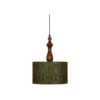 Stof Hanglamp met Groene Velvet Drum Lampenkap