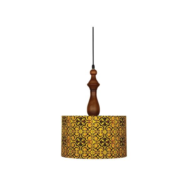 Stof Hanglamp met Velvet Drum Lampenkap A70