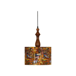 Stof Hanglamp met Velvet Drum Lampenkap Shahnameh