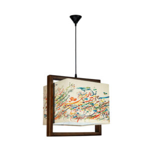 Stof Hanglamp met Velvet Vierkante Lampenkap Calligraphy