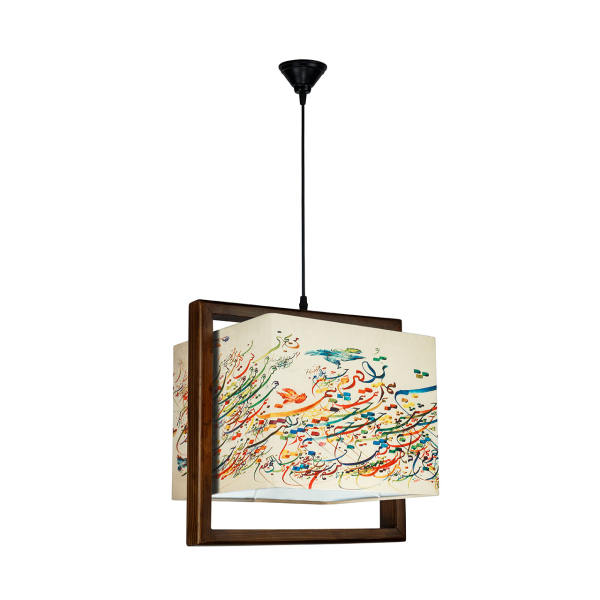 Stof Hanglamp met Velvet Vierkante Lampenkap Calligraphy