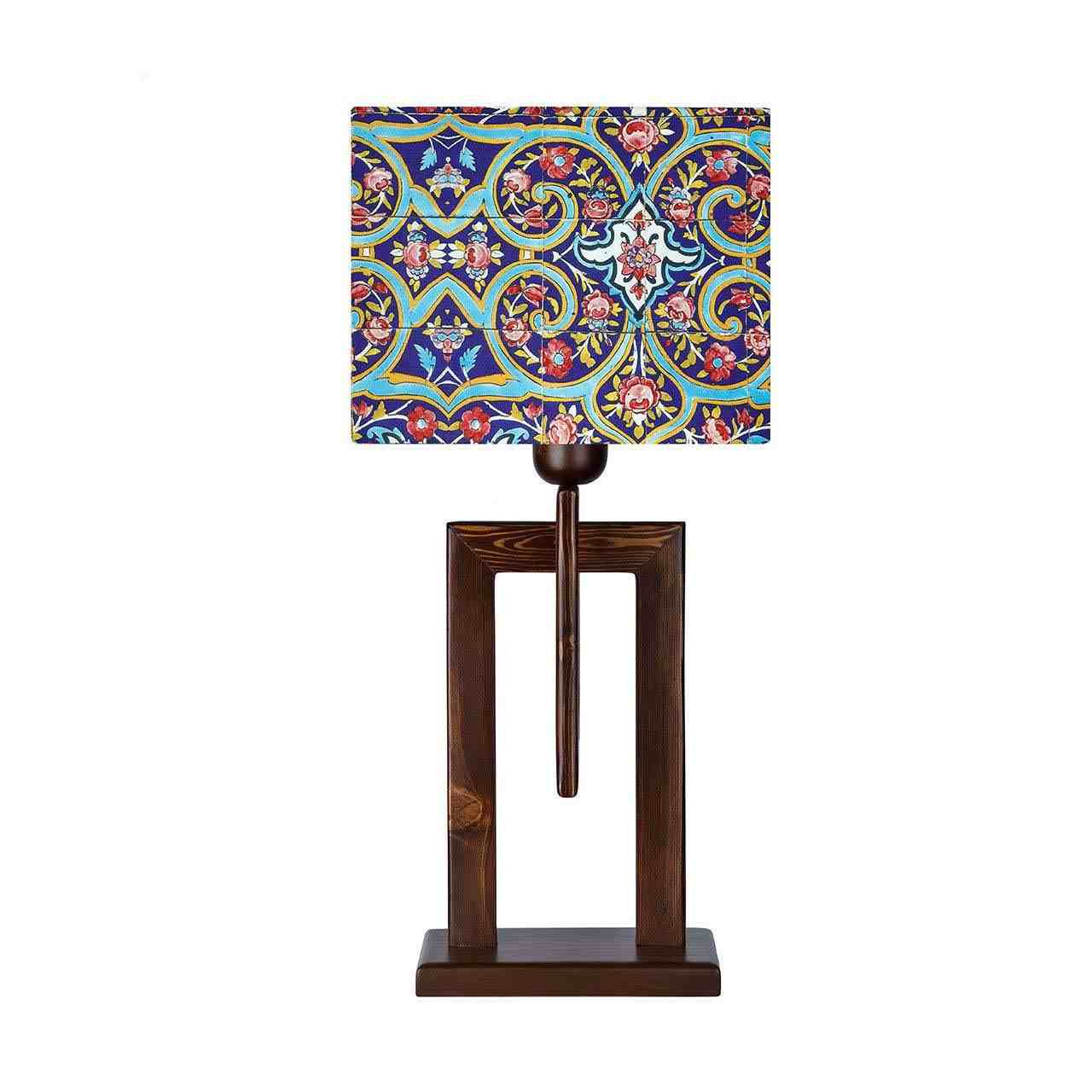 Artistieke Iraans geïnspireerde houten lamp met tegelmotief – Handgemaakt accent