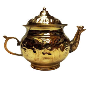Perzische Brass Theepot Handgemaakt met Embossing Techniek Model Golden