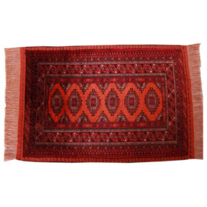 Handgeknoopt Perzisch Khorasan Zijden Tapijt (Tribaal Bukhara Design) – Rood